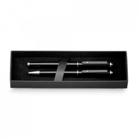 CALIOPE SET. Roller pen and ball pen set in metal - Black