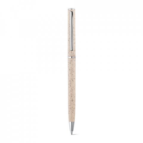 DEVIN. Esferogr&aacute;fica em fibra de palha de trigo e ABS com mecanismo twist - Natural claro