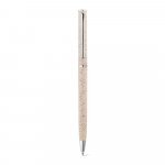 DEVIN. Esferogr&aacute;fica em fibra de palha de trigo e ABS com mecanismo twist - Natural claro