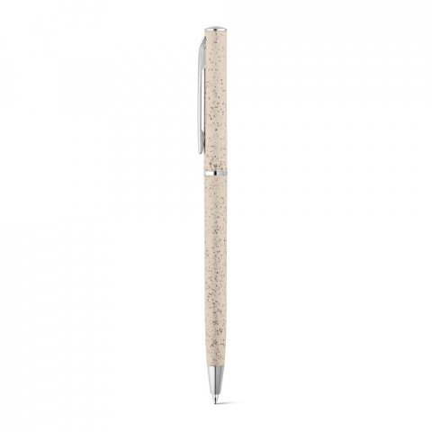 DEVIN. Esferogr&aacute;fica em fibra de palha de trigo e ABS com mecanismo twist - Natural claro