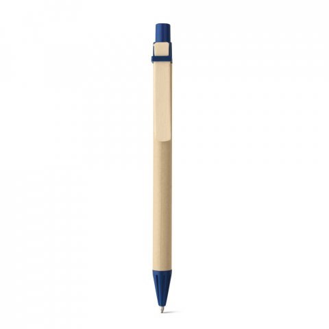 NAIROBI. Esferogr&aacute;fica em papel kraft e clipe em madeira - Azul