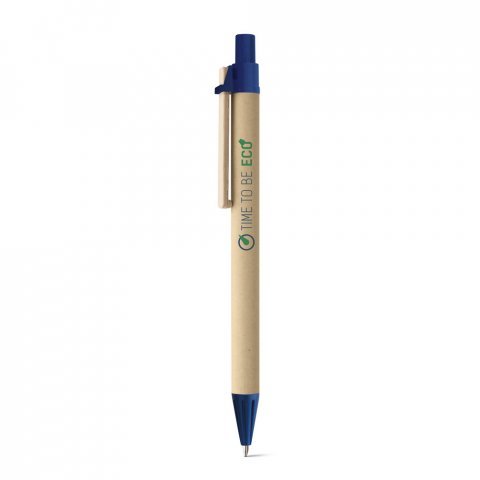 NAIROBI. Esferogr&aacute;fica em papel kraft e clipe em madeira - Azul