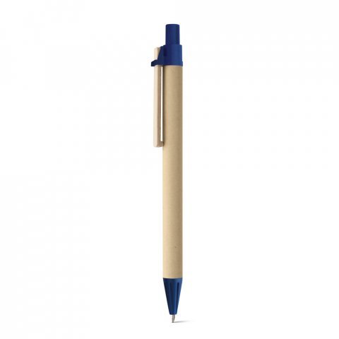 NAIROBI. Esferogr&aacute;fica em papel kraft e clipe em madeira - Azul