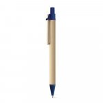 NAIROBI. Esferogr&aacute;fica em papel kraft e clipe em madeira - Azul