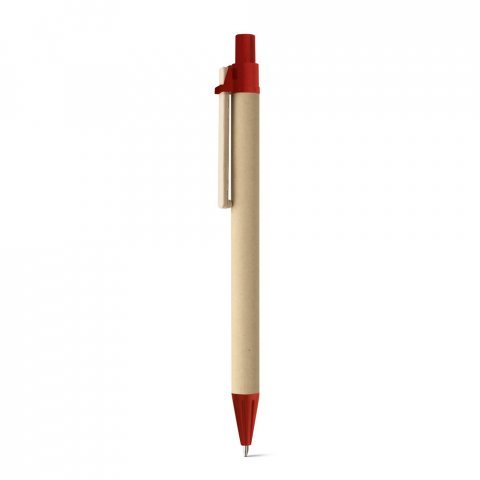 NAIROBI. Esferogr&aacute;fica em papel kraft e clipe em madeira - Vermelho