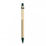 NAIROBI. Esferogr&aacute;fica em papel kraft e clipe em madeira - Verde