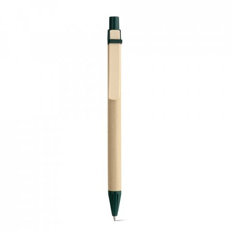 NAIROBI. Esferogr&aacute;fica em papel kraft e clipe em madeira - Verde