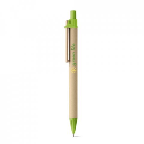 NAIROBI. Esferogr&aacute;fica em papel kraft e clipe em madeira - Verde claro