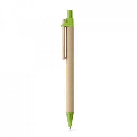 NAIROBI. Esferogr&aacute;fica em papel kraft e clipe em madeira - Verde claro