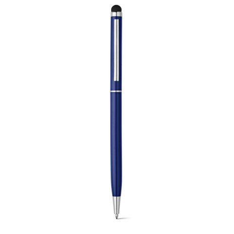 ZOE. kuglepen med aluminium med drejemekanisme og stylus tip - Bl&aring;