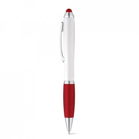 SANS. Kuličkov&eacute; pero s otočn&yacute;m mechanismem a kovov&yacute;m klipem - Červen&aacute;