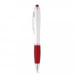 SANS. Kuličkov&eacute; pero s otočn&yacute;m mechanismem a kovov&yacute;m klipem - Červen&aacute;