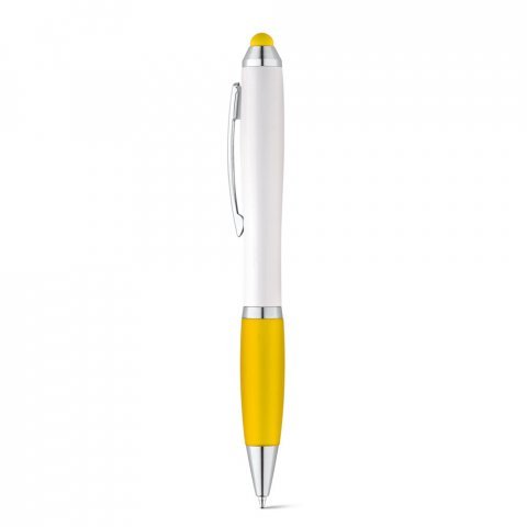 SANS. Kuličkov&eacute; pero s otočn&yacute;m mechanismem a kovov&yacute;m klipem - Žlut&aacute;