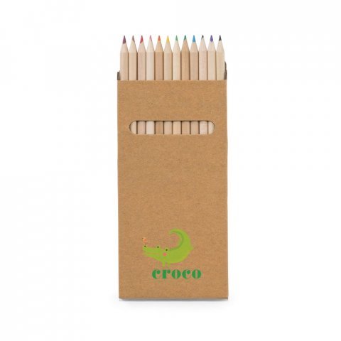 CROCO. Pencil box with 12 coloured pencils - Natural