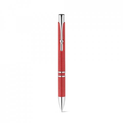 BETA WHEAT. Esferogr&aacute;fica em fibra de palha e ABS com clipe - Vermelho