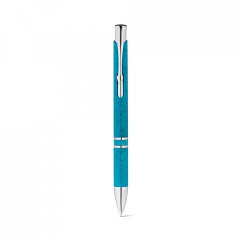 BETA WHEAT. Esferogr&aacute;fica em fibra de palha e ABS com clipe - Azul claro