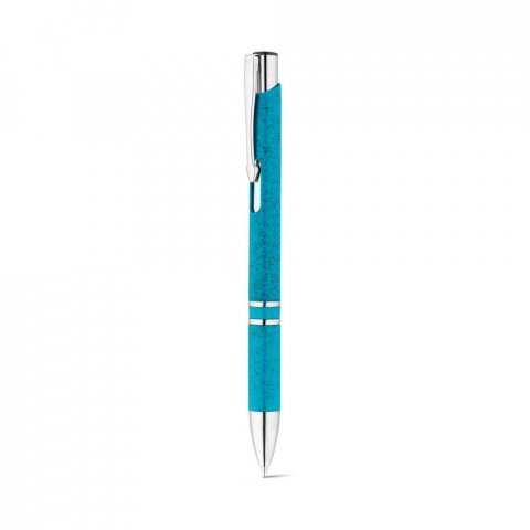 BETA WHEAT. Esferogr&aacute;fica em fibra de palha e ABS com clipe - Azul claro