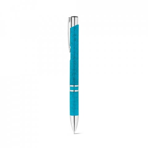 BETA WHEAT. Esferogr&aacute;fica em fibra de palha e ABS com clipe - Azul claro