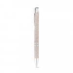 BETA WHEAT. Esferogr&aacute;fica em fibra de palha e ABS com clipe - Natural claro