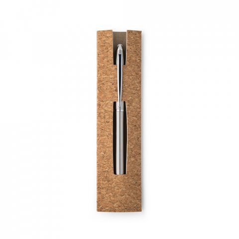 CHRIS. Kemijska olovka s tijelom od nehrđajućeg čelika (53% rSS) s kopčom - Satin silver