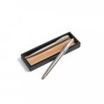 ELLA. Roller and ballpoint pen set with stainless steel body (53% rSS) with clip - Satin silver