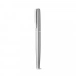 ELLA. Roller and ballpoint pen set with stainless steel body (53% rSS) with clip - Satin silver