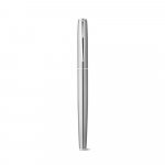 ELLA. Roller and ballpoint pen set with stainless steel body (53% rSS) with clip - Satin silver