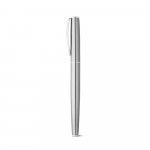 ELLA. Roller and ballpoint pen set with stainless steel body (53% rSS) with clip - Satin silver