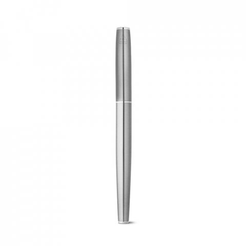 ELLA. Roller and ballpoint pen set with stainless steel body (53% rSS) with clip - Satin silver