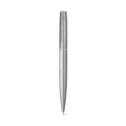 ELLA. Roller and ballpoint pen set with stainless steel body (53% rSS) with clip - Satin silver