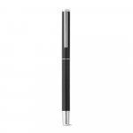LEAH. Roller and ballpoint pen set in aluminium 94% rAL) with clip - Black