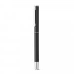 LEAH. Roller and ballpoint pen set in aluminium 94% rAL) with clip - Black