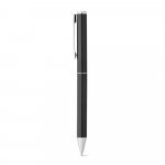 LEAH. Roller and ballpoint pen set in aluminium 94% rAL) with clip - Black