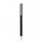LEAH. Roller and ballpoint pen set in aluminium 94% rAL) with clip - Black