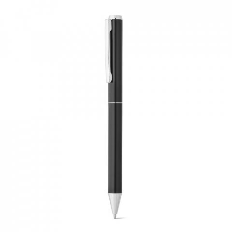 LEAH. Roller and ballpoint pen set in aluminium 94% rAL) with clip - Black