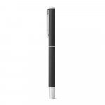LEAH. Roller and ballpoint pen set in aluminium 94% rAL) with clip - Black