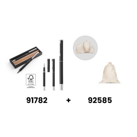 LEAH. Set valjaka i kemijske olovke od aluminija (94% rAL) s kopčom