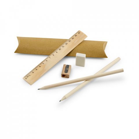 RHOMBUS. School writing set: ruler, pencil, eraser and sharpener