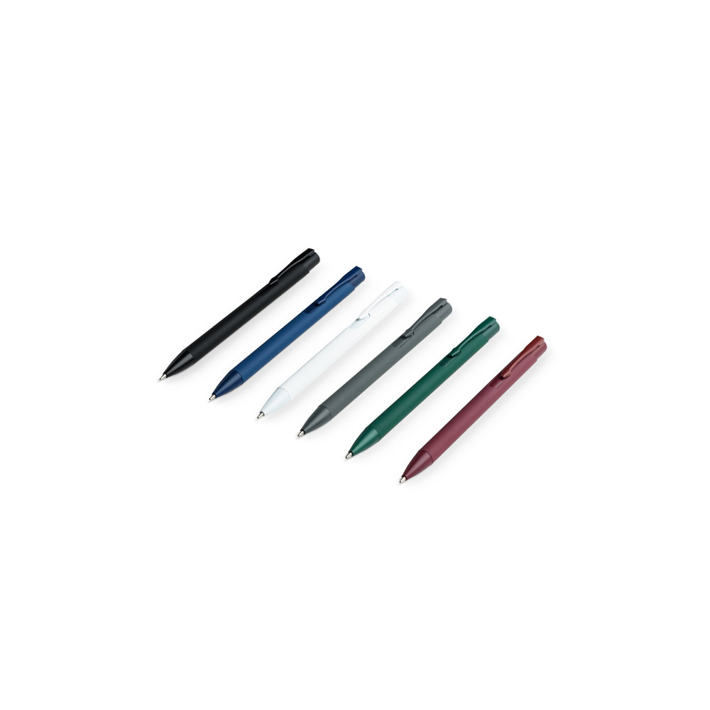 CLINT. Penna a sfera in alluminio riciclato (100% rAL) con finitura in gomma