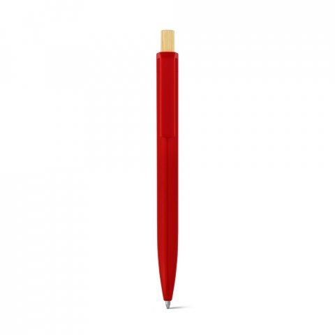 ZARA. Рециклирана химикалка от ABS (100% rABS) с бамбуков бутонът - червен