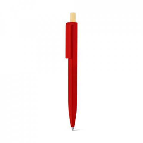 ZARA. Рециклирана химикалка от ABS (100% rABS) с бамбуков бутонът - червен