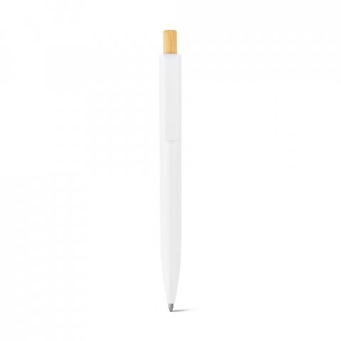 ZARA. Рециклирана химикалка от ABS (100% rABS) с бамбуков бутонът - бял