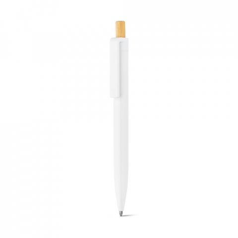 ZARA. Рециклирана химикалка от ABS (100% rABS) с бамбуков бутонът - бял