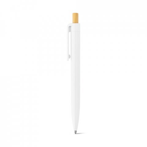 ZARA. Рециклирана химикалка от ABS (100% rABS) с бамбуков бутонът - бял