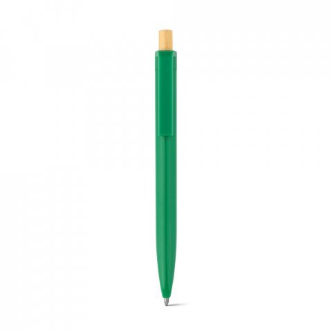 ZARA. Рециклирана химикалка от ABS (100% rABS) с бамбуков бутонът - зелен