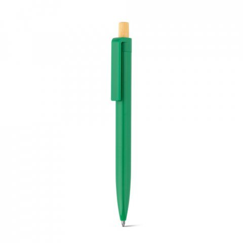 ZARA. Рециклирана химикалка от ABS (100% rABS) с бамбуков бутонът - зелен