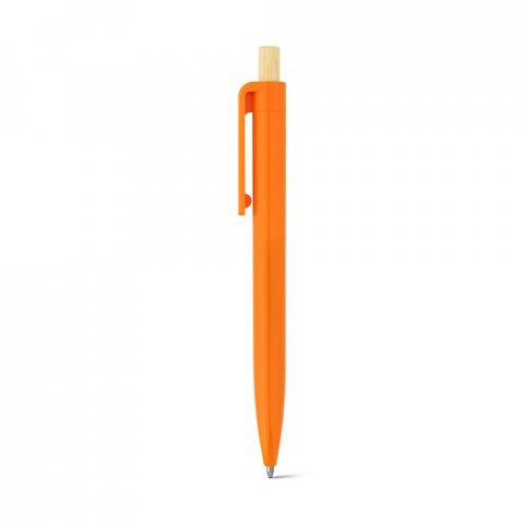 ZARA. Рециклирана химикалка от ABS (100% rABS) с бамбуков бутонът - оранжев