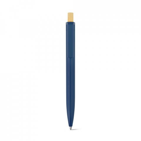 ZARA. Рециклирана химикалка от ABS (100% rABS) с бамбуков бутонът - тъмносин