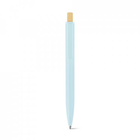 ZARA. Рециклирана химикалка от ABS (100% rABS) с бамбуков бутонът - Пастелно синьо