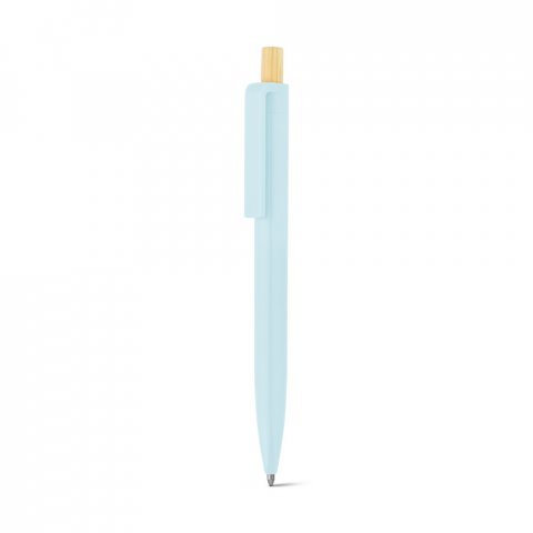 ZARA. Рециклирана химикалка от ABS (100% rABS) с бамбуков бутонът - Пастелно синьо